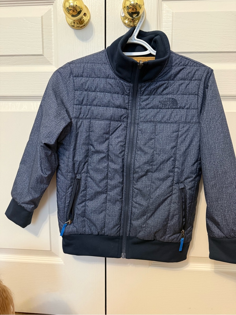 The North Face Reversible Jacket Navy/Tan Sherpa Kids XS